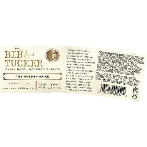 Buy Bib & Tucker The Golden Spike 15 Year Old Bourbon Online -Craft City