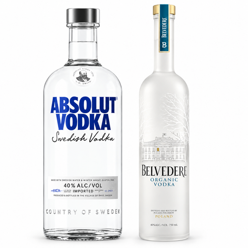 Absolut Vodka & Belvedere Organic Vodka 2PK Bundle