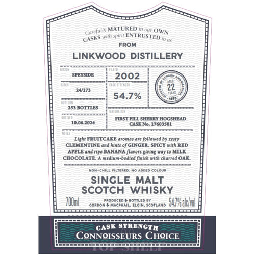 Buy Gordon & MacPhail 2002 Linkwood 22 Year Old Connoisseurs Choice Online -Craft City