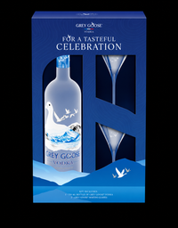 Buy Grey Goose Vodka 750ml with 2 Martini Glasses Gift Box Online -Craft City