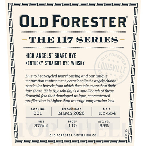 Buy Old Forester The 117 Series High Angelsô Share Rye Online -Craft City