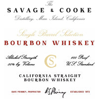 Buy Savage & Cooke Single Barrel Selection Straight Bourbon Online -Craft City