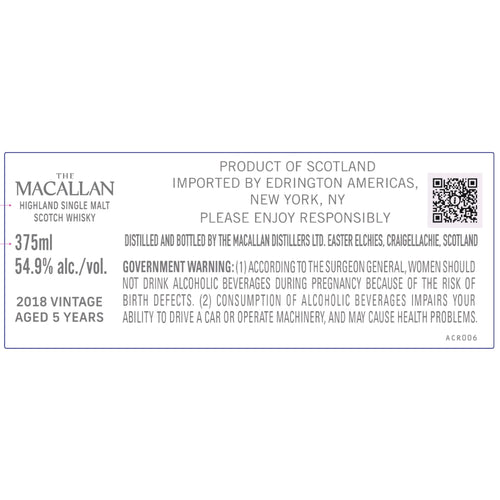 Buy The Macallan 5 Year Old 2018 Vintage 375ml Online -Craft City