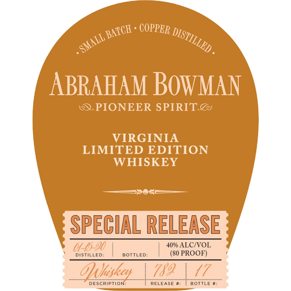 Buy Abraham Bowman Limited Edition Special Release Whiskey Online -Craft City
