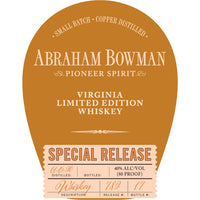 Buy Abraham Bowman Limited Edition Special Release Whiskey Online -Craft City