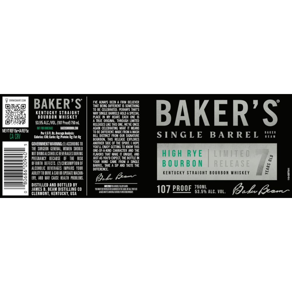 Buy Bakerôs 7 Year Old Single Barrel High Rye Bourbon Online -Craft City