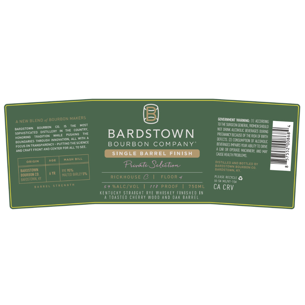 Buy Bardstown Bourbon Private Select Rye Finished in Toasted Sherry Wood and Oak Online -Craft City