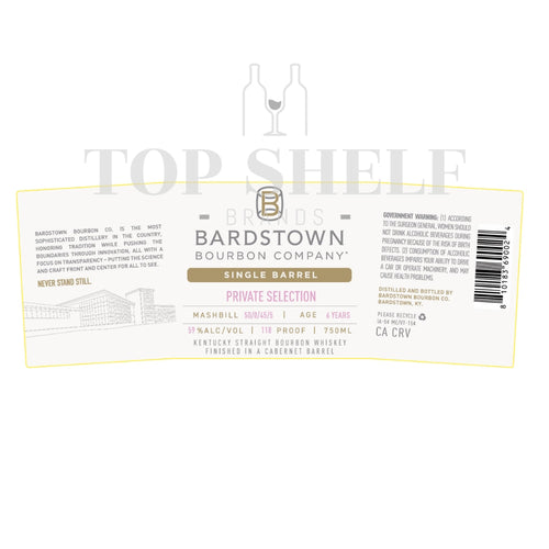 Buy Bardstown Private Selection Bourbon Finished in Cabernet Barrel Online -Craft City