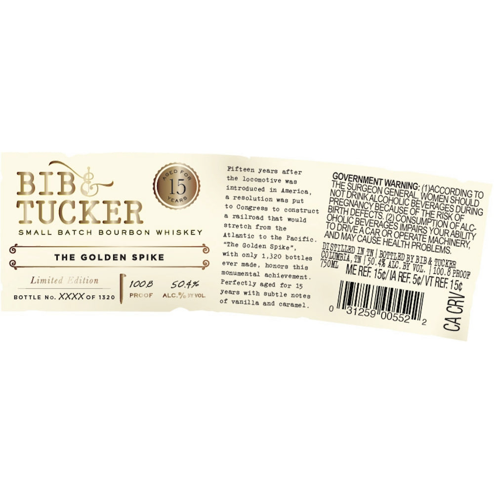 Buy Bib & Tucker The Golden Spike 15 Year Old Bourbon Online -Craft City