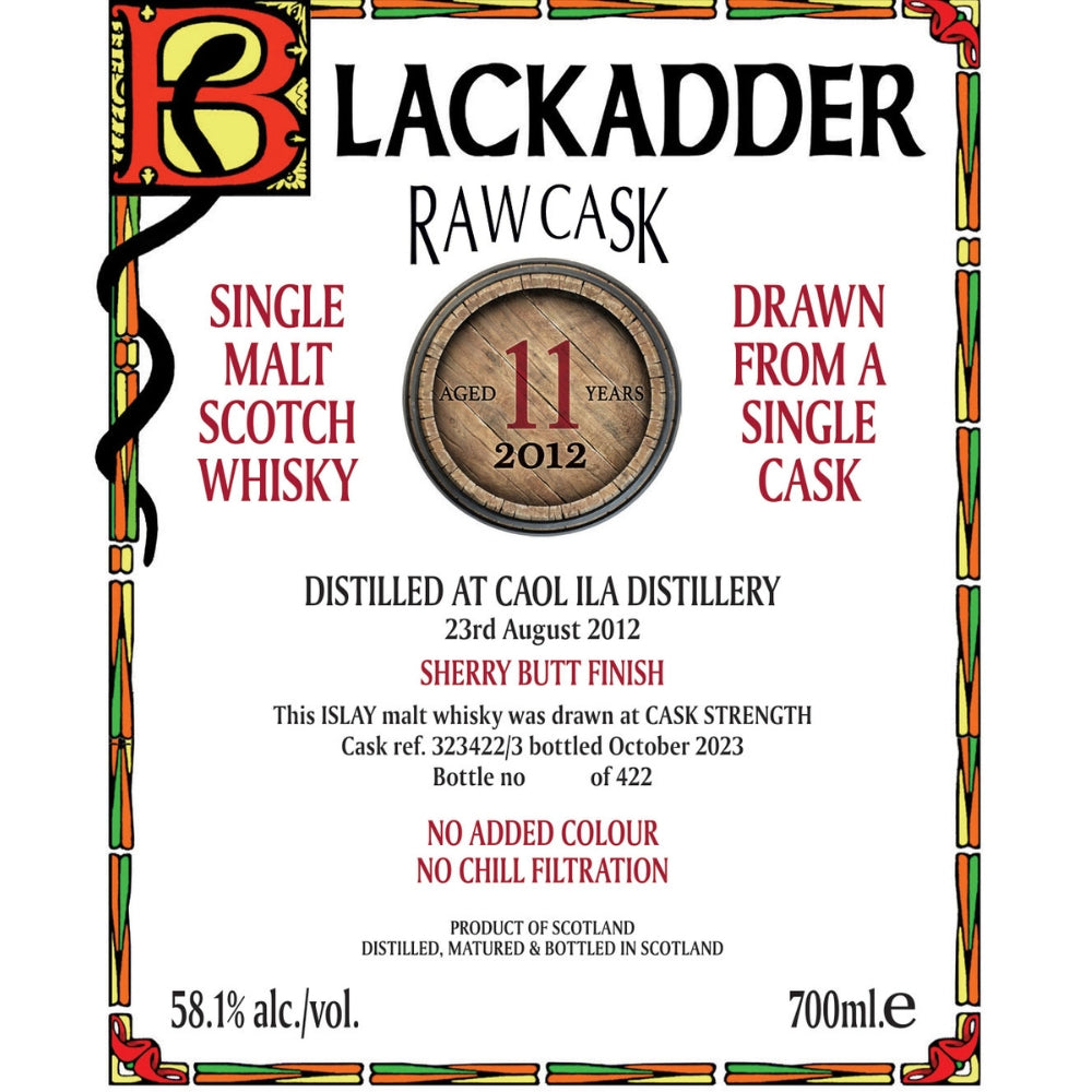 Buy Blackadder Raw Cask Caol Ila 11 Year Old 2012 Online -Craft City