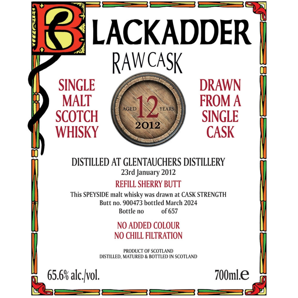 Buy Blackadder Raw Cask Glentauchers 12 Year Old 2012 Online -Craft City