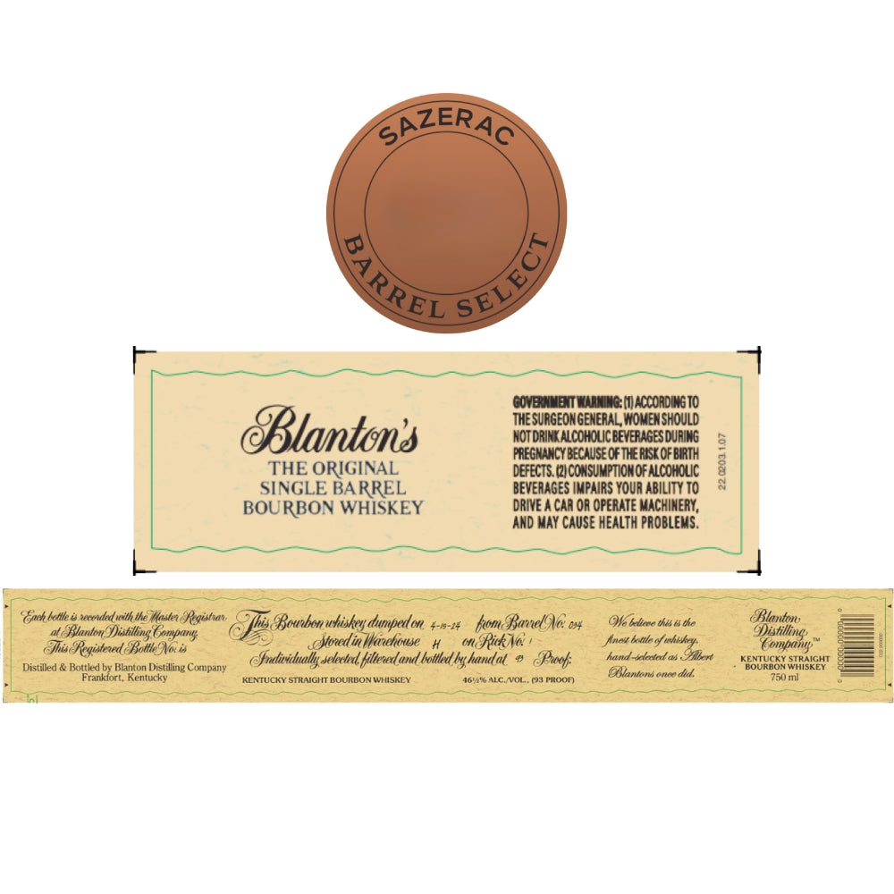 Buy Blanton's Single Barrel Bourbon Sazerac Barrel Select Online -Craft City