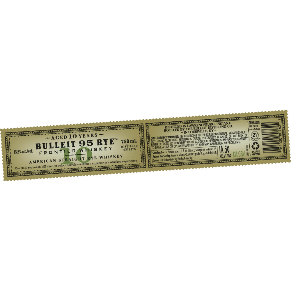 Buy Bulleit 10 Year Old Straight Rye Whiskey Online -Craft City