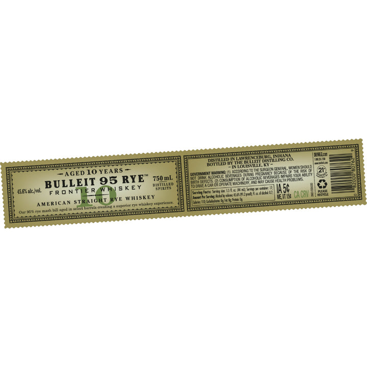 Buy Bulleit 10 Year Old Straight Rye Whiskey Online -Craft City