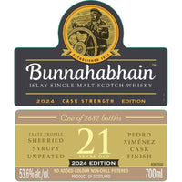 Buy Bunnahabhain 21 Year Old Cask Strength 2024 Edition Online -Craft City