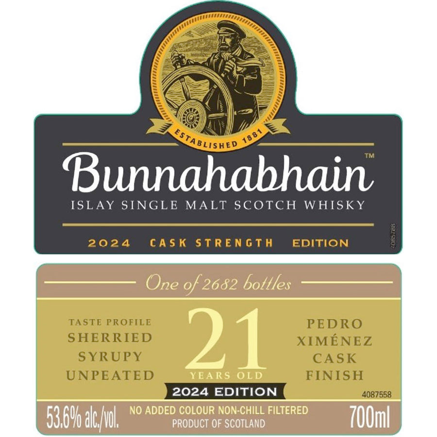 Buy Bunnahabhain 21 Year Old Cask Strength 2024 Edition Online -Craft City