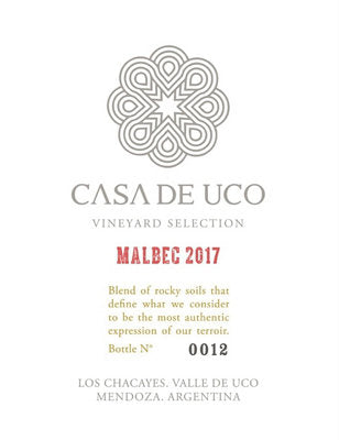 Buy Casa De Uco Malbec Vineyard Selection Los Chacayes 2017 750ML Online -Craft City