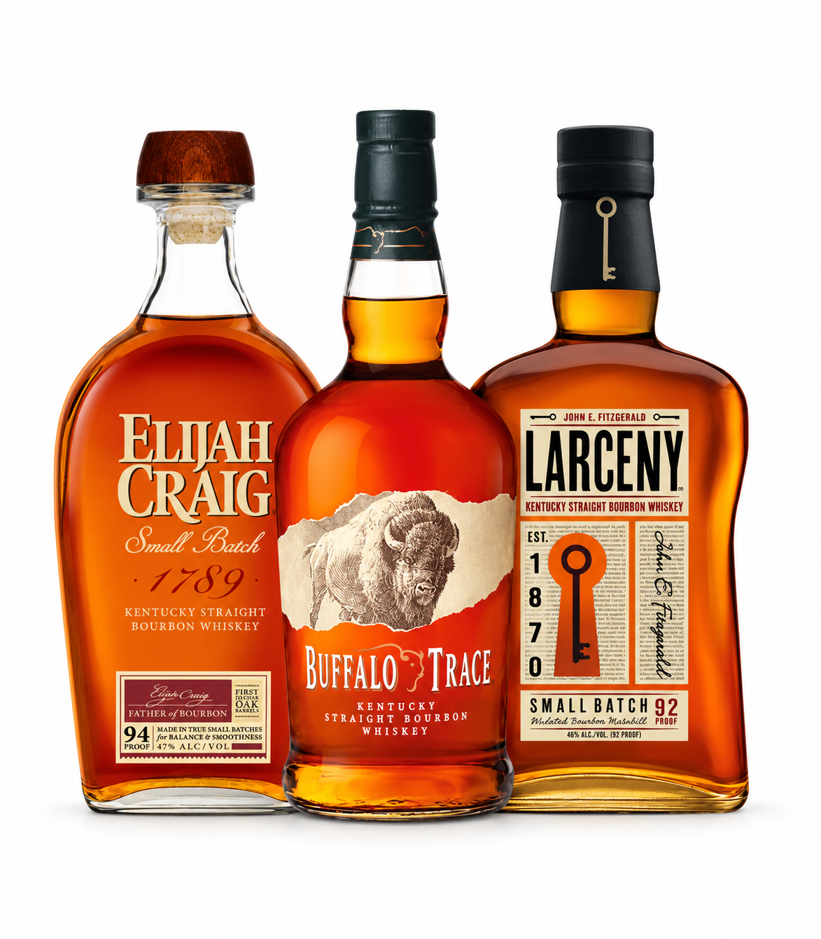 Elijah Craig, Buffalo Trace & Larceny Bourbon 3PK Bundle