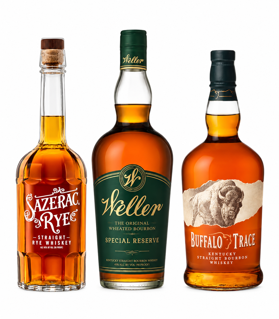 Sazerac Rye, Weller Special Reserve & Buffalo Trace 3PK Bundle