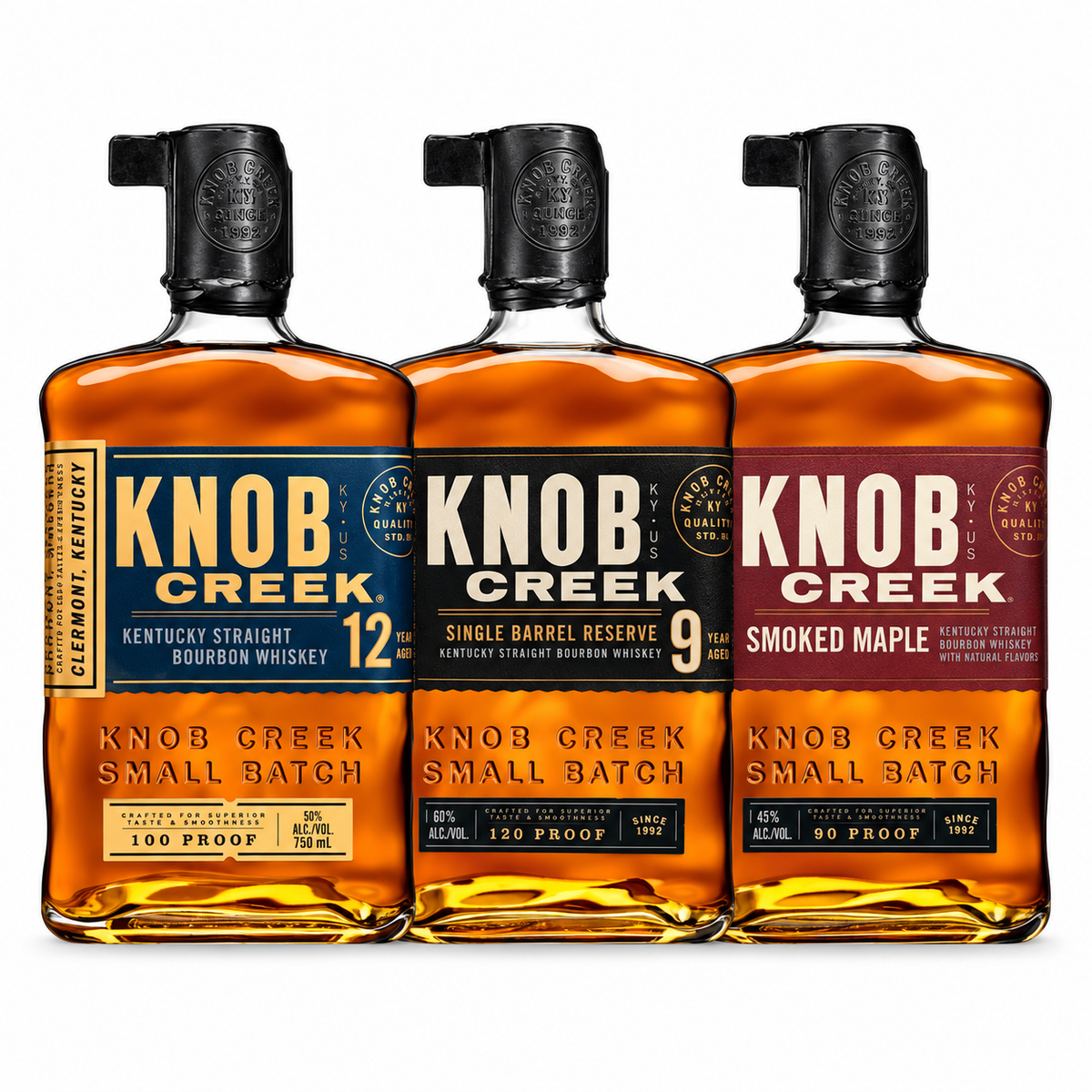 Knob Creek 12 Year, Single Barrel Reserve & Smoked Maple 3PK Bundle