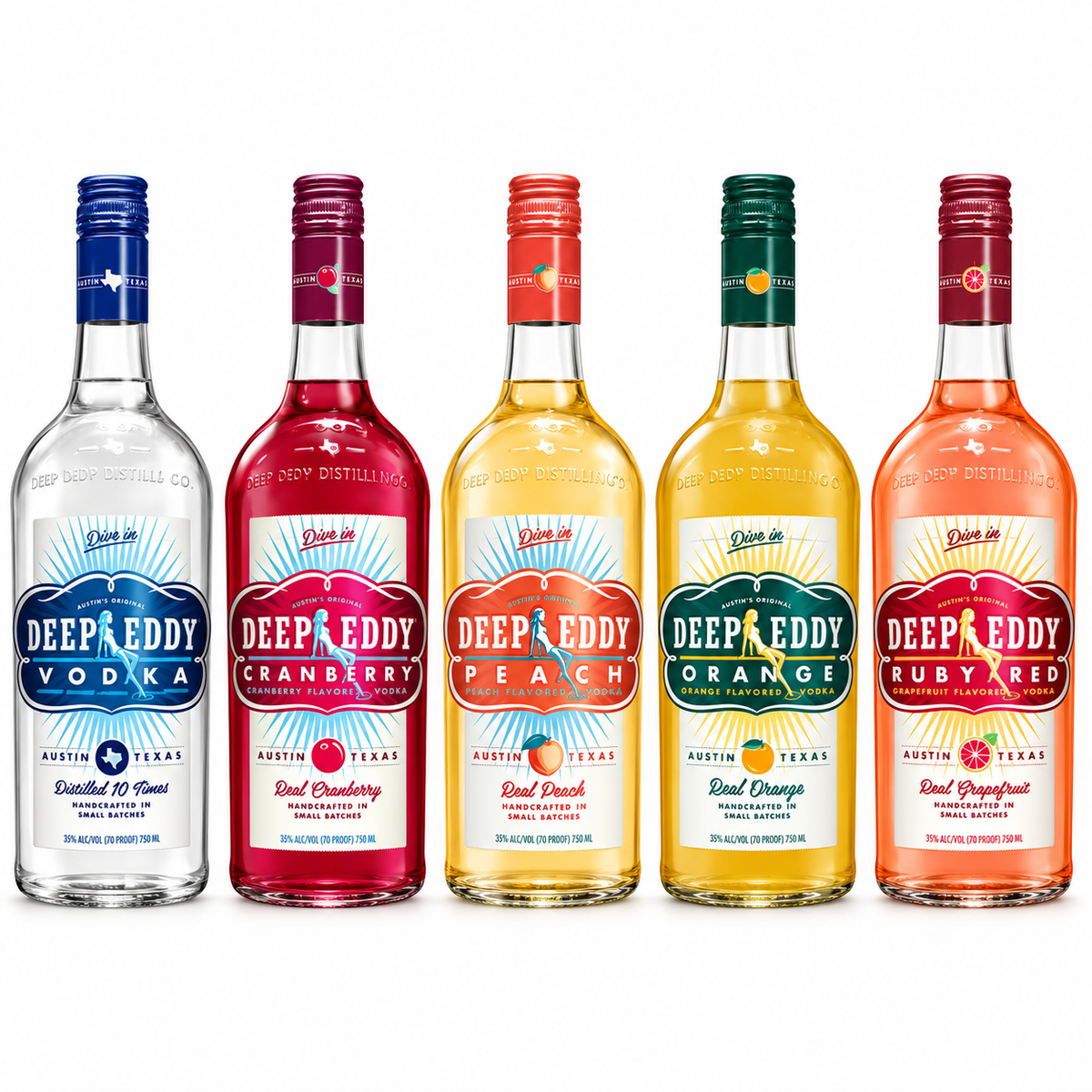 Deep Eddy Original & Flavored Vodka Variety 5PK Bundle