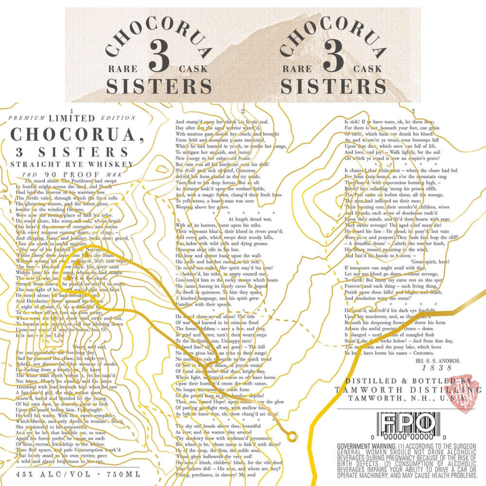 Buy Chocorua 3 Sisters Straight Rye Whiskey Online -Craft City
