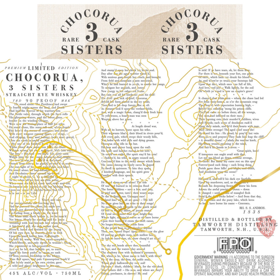 Buy Chocorua 3 Sisters Straight Rye Whiskey Online -Craft City