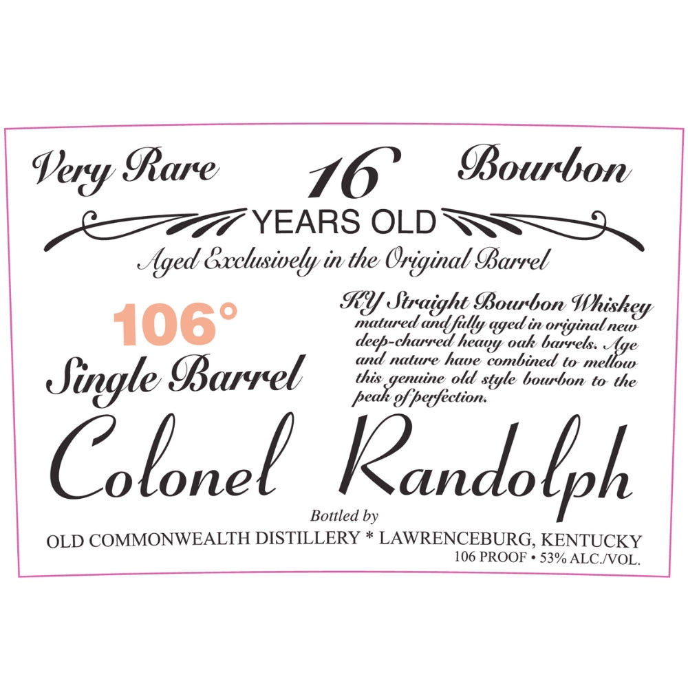 Buy Colonel Randolph 16 Year Old Single Barrel Bourbon Online -Craft City