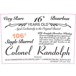 Buy Colonel Randolph 16 Year Old Single Barrel Bourbon Online -Craft City