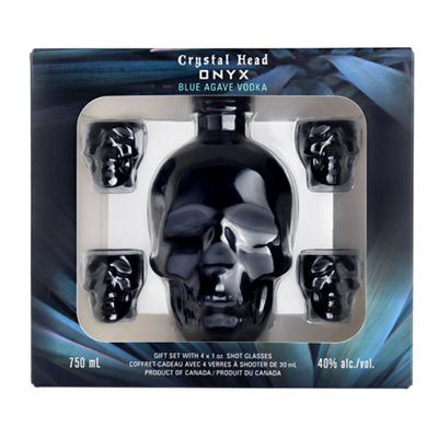 Buy Crystal Head Vodka Onyx 80 W/4 Shot Glasses 750ML Online -Craft City