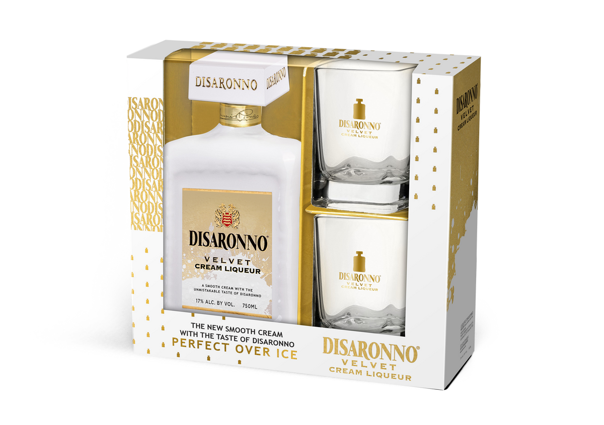 Buy Disaronno Amaretto Velvet with 2 Glasses 750ML Online -Craft City