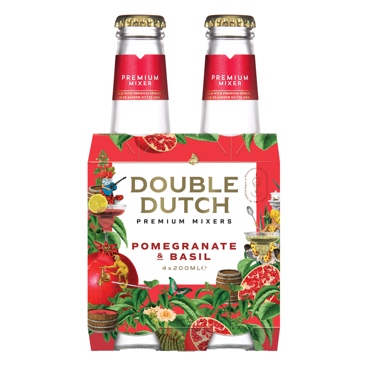 Buy Double Dutch Pomegranate & Basil 6/4P 200ML Online -Craft City