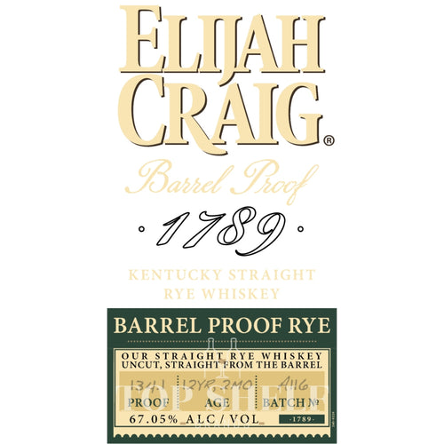 Buy Elijah Craig 12 Year Old Barrel Proof Rye Online -Craft City