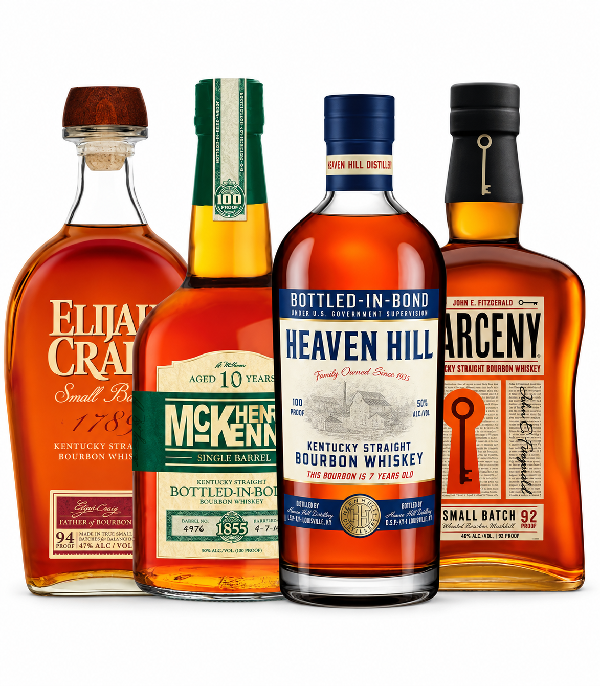 Buy Elijah Craig, Henry McKenna, Heaven Hill & Larceny 4PK Bundle Online -Craft City