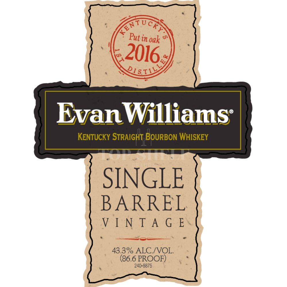 Buy Evan Williams Single Barrel Vintage 2016 Online -Craft City
