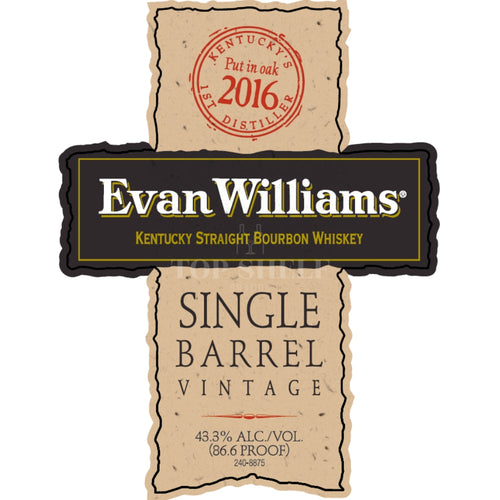 Buy Evan Williams Single Barrel Vintage 2016 Online -Craft City