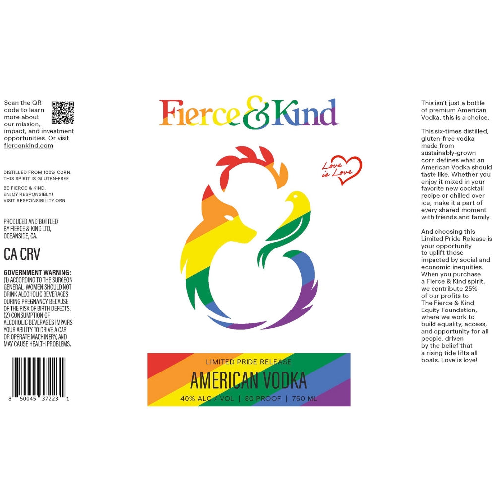 Buy Fierce & Kind Limited Pride Release American Vodka Online -Craft City