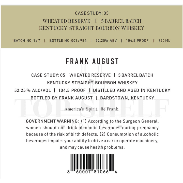 Buy Frank August Bourbon Case Study: 05 Online -Craft City