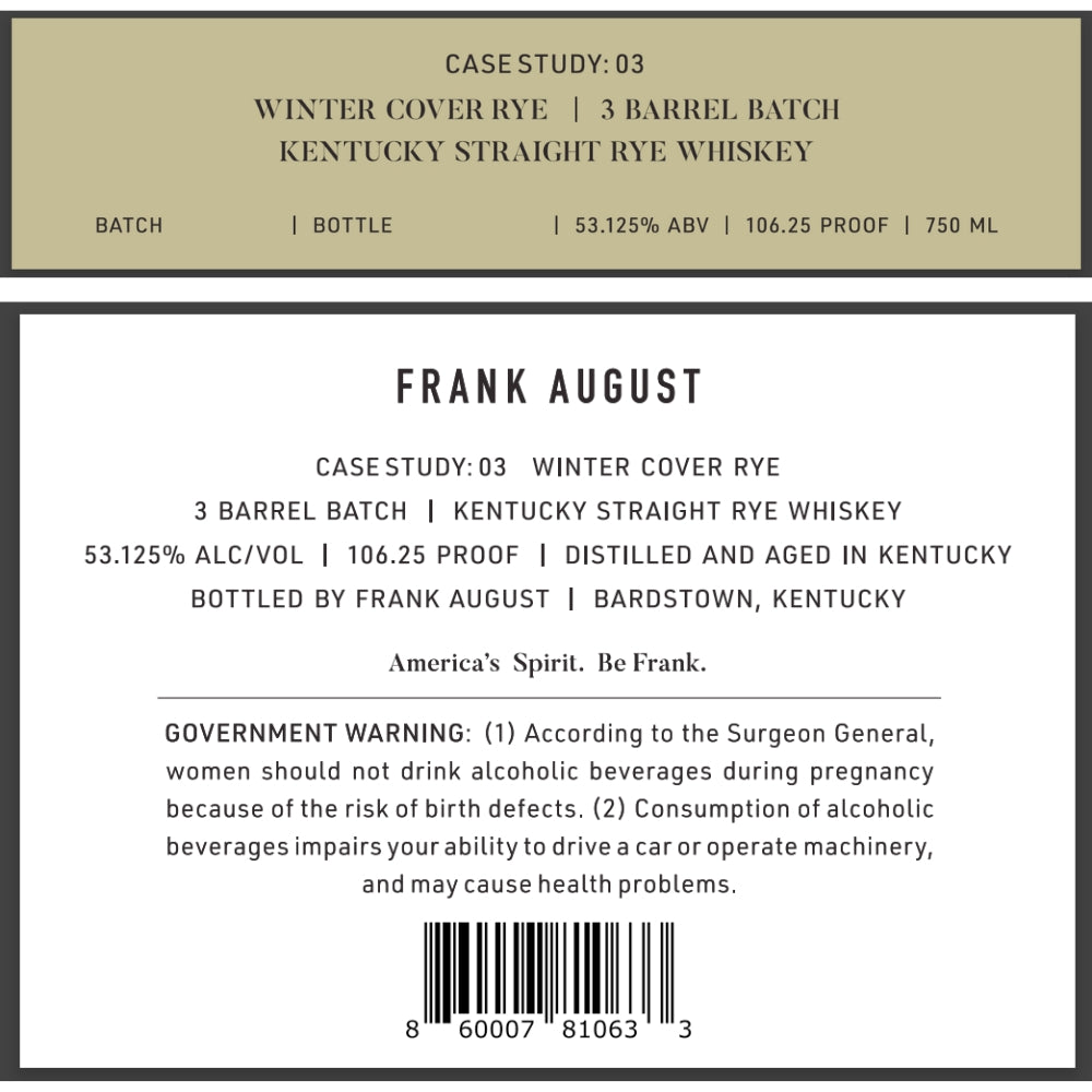 Buy Frank August Case Study: 03 Winter Cover Rye | 3 Barrel Batch Online -Craft City