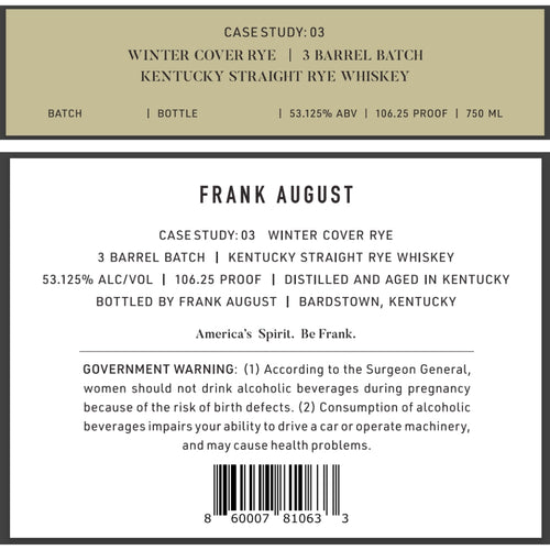 Buy Frank August Case Study: 03 Winter Cover Rye | 3 Barrel Batch Online -Craft City