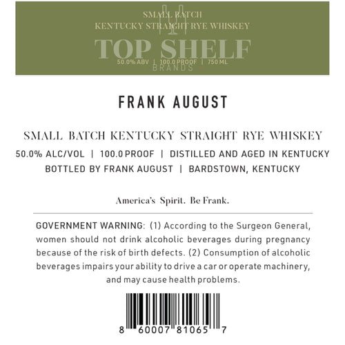 Buy Frank August Small Batch Straight Rye Online -Craft City