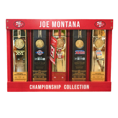 Buy Gold Bar Joe Montana Collection 2 Joe Montana Whiskey 82 & 4 Each Blended Original 80 & Straight Bourbon 92 W/ Wooden Gift Box 750ML Online -Craft City