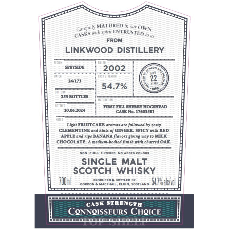 Buy Gordon & MacPhail 2002 Linkwood 22 Year Old Connoisseurs Choice Online -Craft City