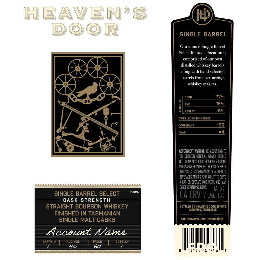 Buy Heavenôs Door Single Barrel Select Finished in Tasmanian Single Malt Casks Online -Craft City
