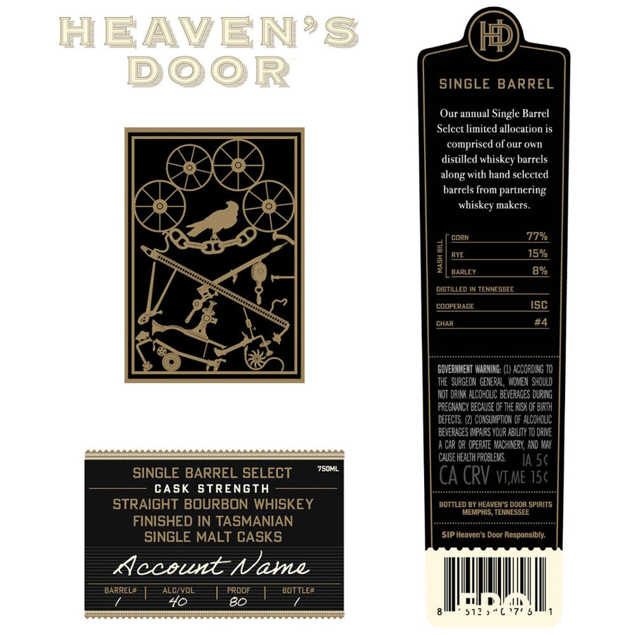 Buy Heavenôs Door Single Barrel Select Finished in Tasmanian Single Malt Casks Online -Craft City