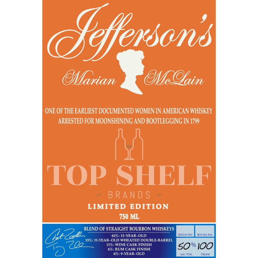 Buy Jeffersonôs Marian McLain Blended Bourbon Batch 2 Online -Craft City