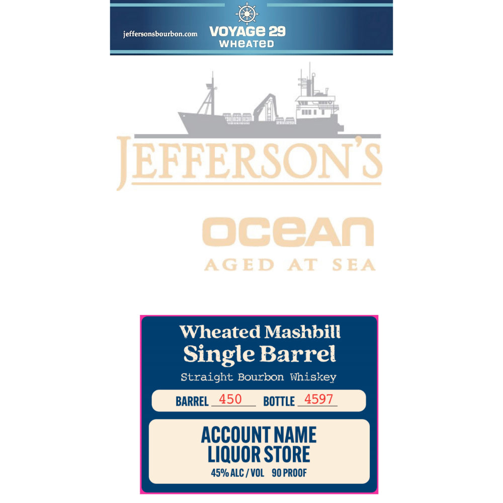 Buy Jeffersonôs Ocean Aged at Sea Wheated Mashbill Single Barrel Bourbon Online -Craft City
