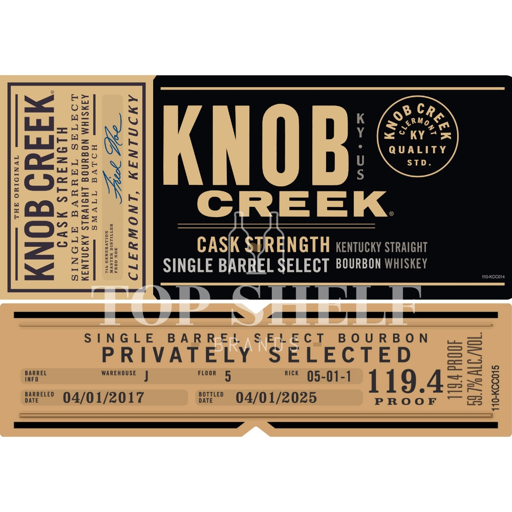 Buy Knob Creek Cask Strength Single Barrel Select Bourbon Online -Craft City