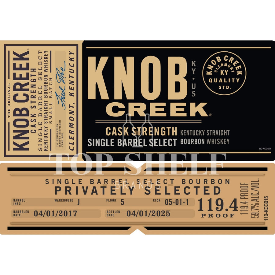Buy Knob Creek Cask Strength Single Barrel Select Bourbon Online -Craft City