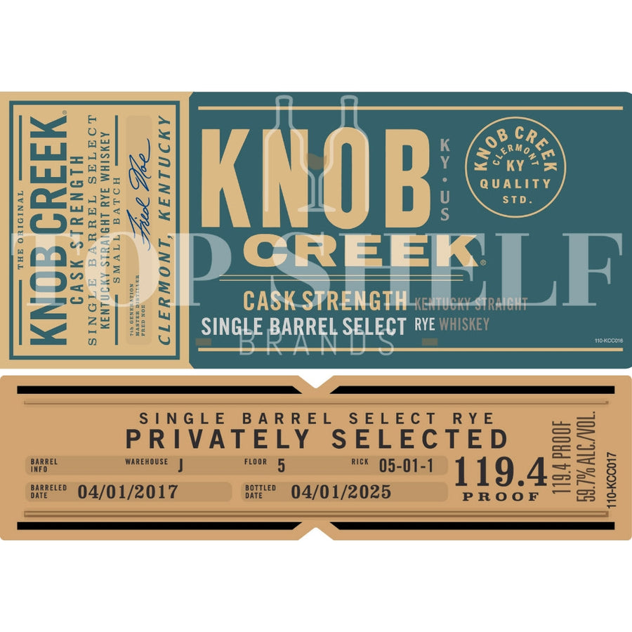 Buy Knob Creek Cask Strength Single Barrel Select Rye Online -Craft City